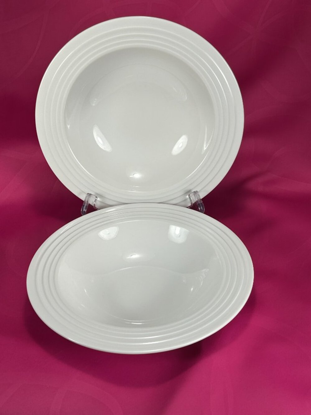 set of 2 PORSGRUND made in Norway rimmed soup bowls